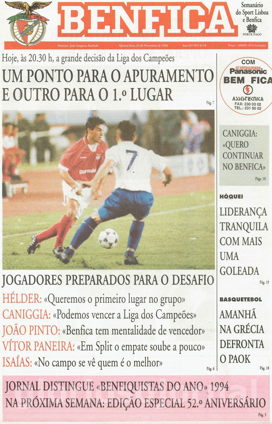 jornal o benfica 2719 1994-11-23